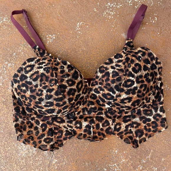 Victoria's Secret Other - NWOT Victorias Secret Lace Bralette Cheetah Print Small Underwire push up sz xs
